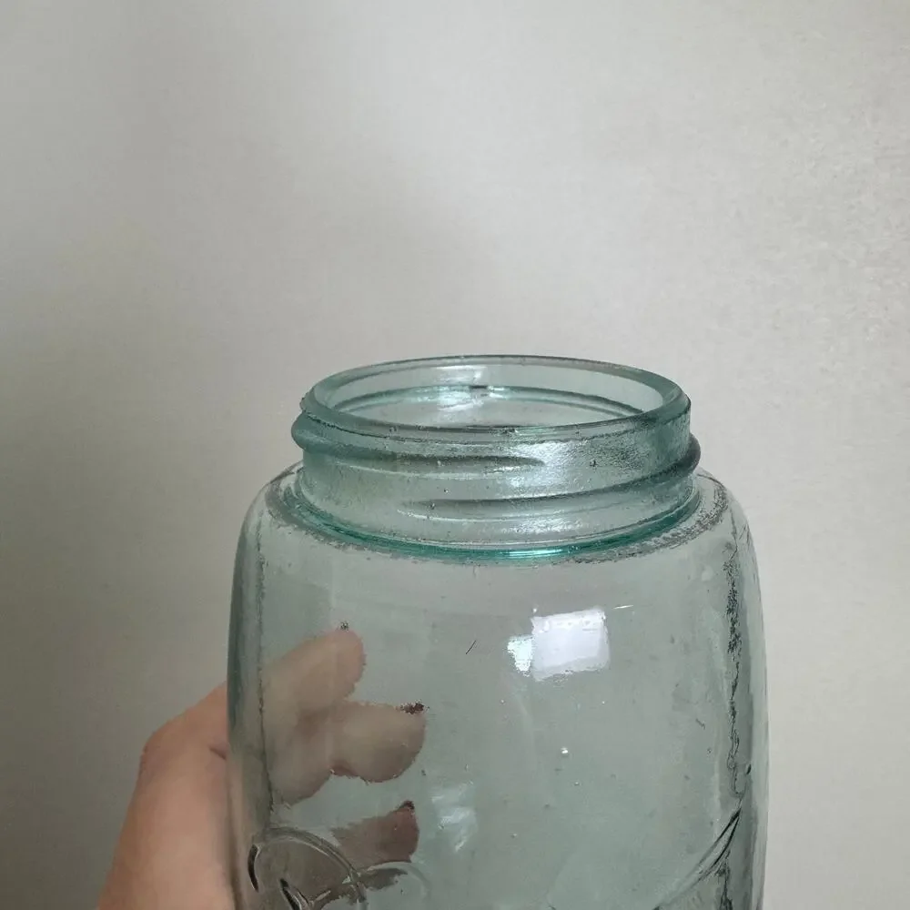 Antique‎ 1900-1910 Aqua Blue Ball Mason No Shoulder Lazy L Jar Zinc Lid